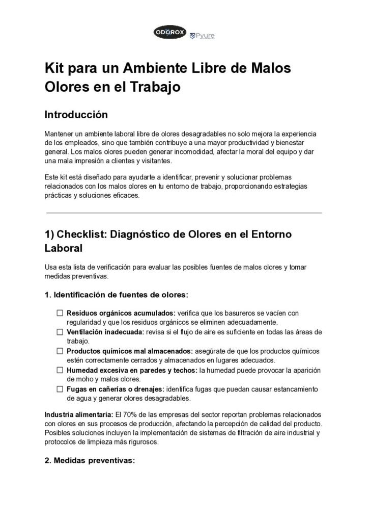Kit para un Ambiente Libre de Malos Olores en el Trabajo