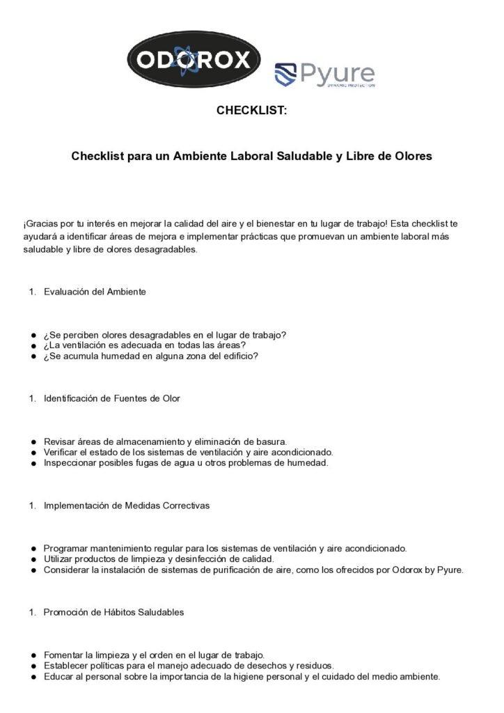 Checklist: Ambiente Laboral Saludable y Libre de Olores