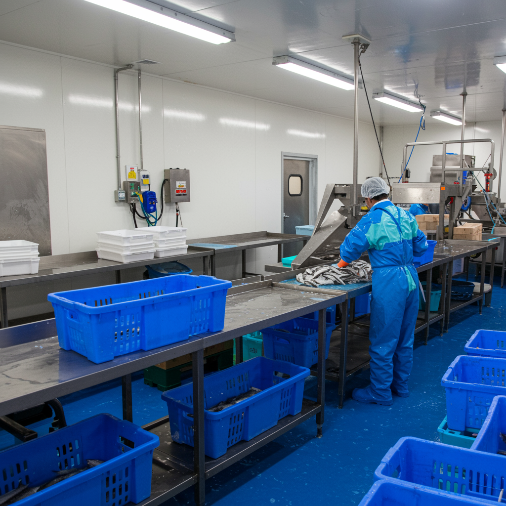 Interior de planta de proceso con purificación de aire continua
