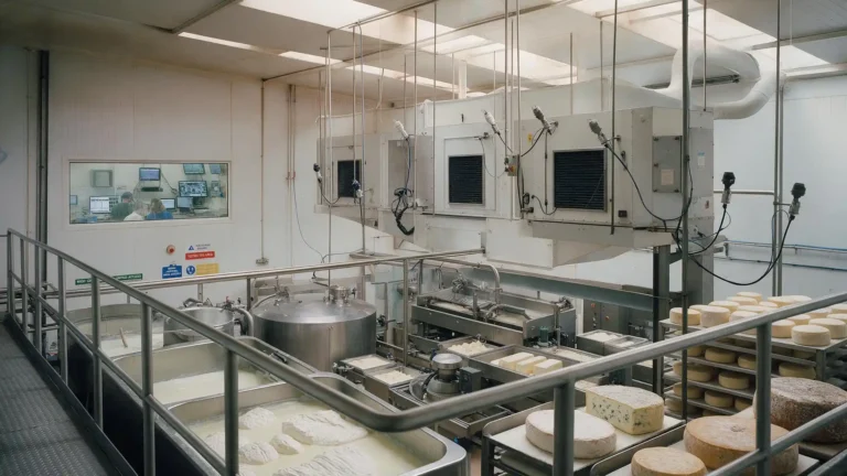 Sala de envasado de una planta de alimentos con control ambiental continuo del aire